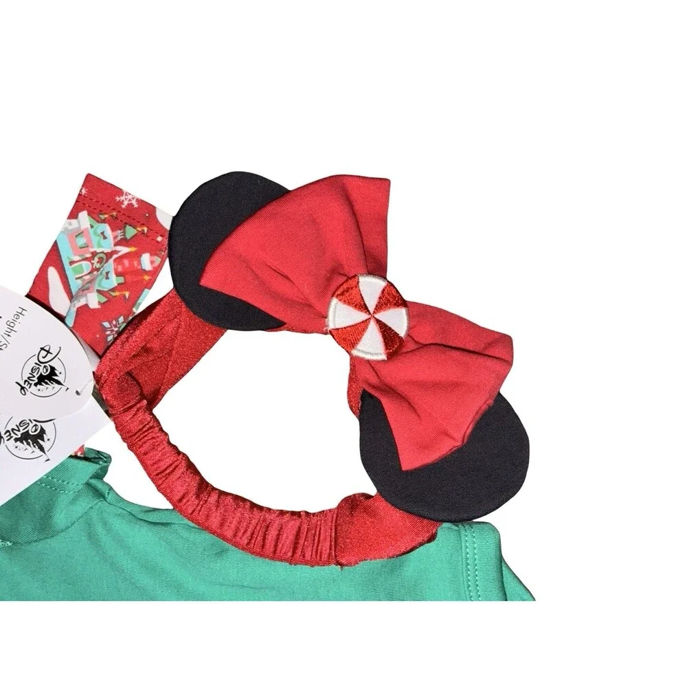 Disney Parks Christmas Baby Outfit Set Minnie Mouse Bow Bodysuit Pants 3 Months